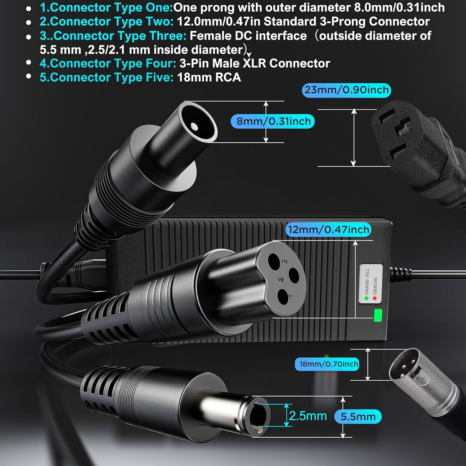 Thumbnail 4 de EVAPLUS 54.6V 1.5A Fast Charger for 48V 13S Li-ion Batteries (5-in-1 Plugs)