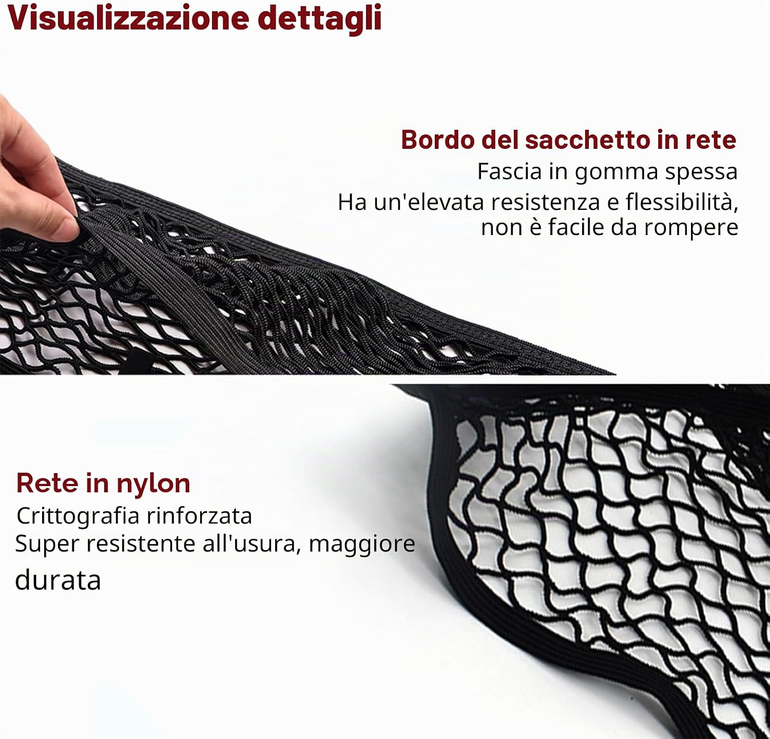 Detalle 2 de Rete Carico Bagagliaio Auto Elasticata 60×40 cm Espandibile 120×80 cm con 4 Ganci – Organizer Universale per Auto/Truck/SUV