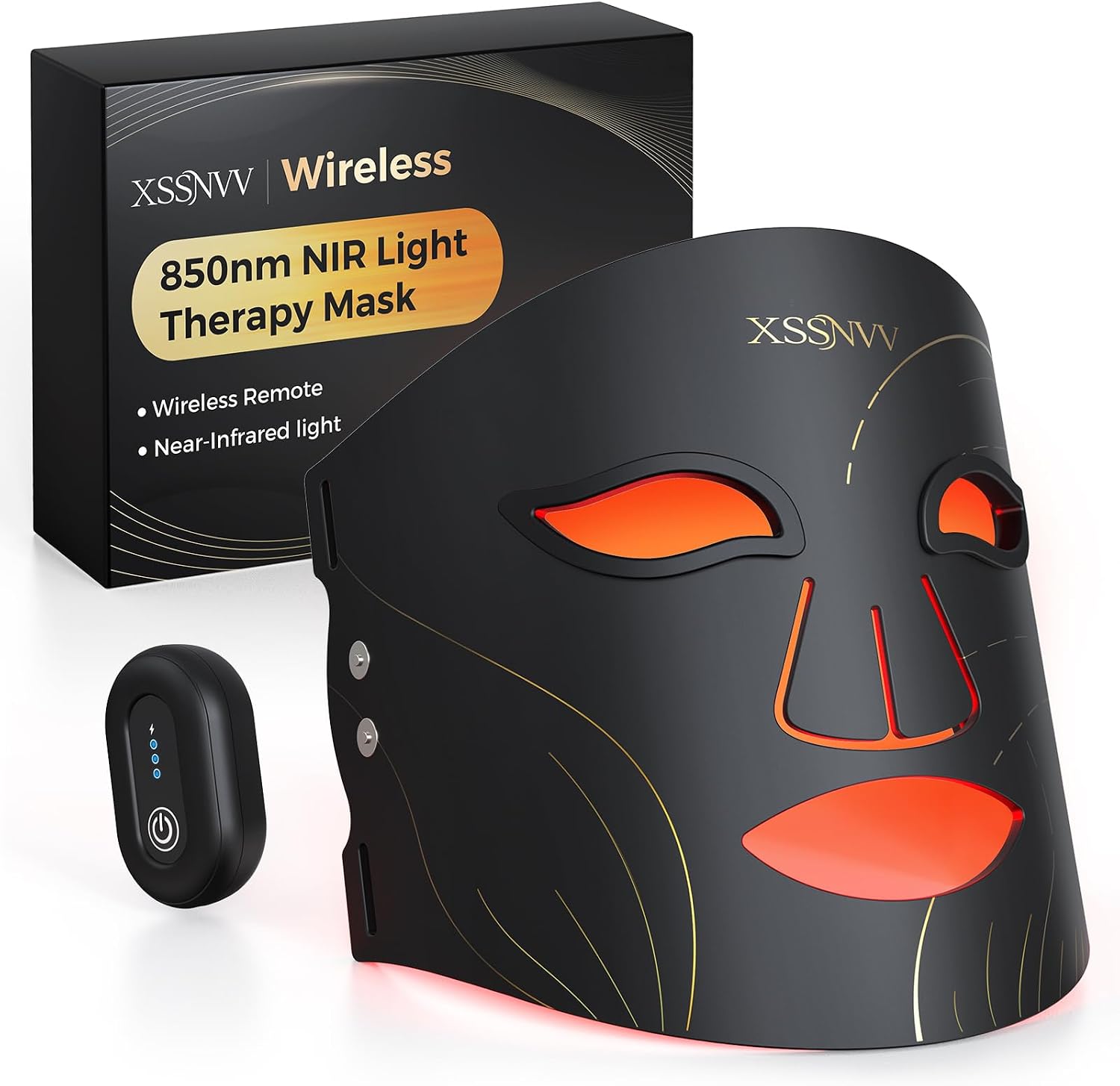 Detalle de XSSNVV Wireless Red Light Therapy Face Mask: 4-in-1 LED for Anti-Aging, Acne & Calm
