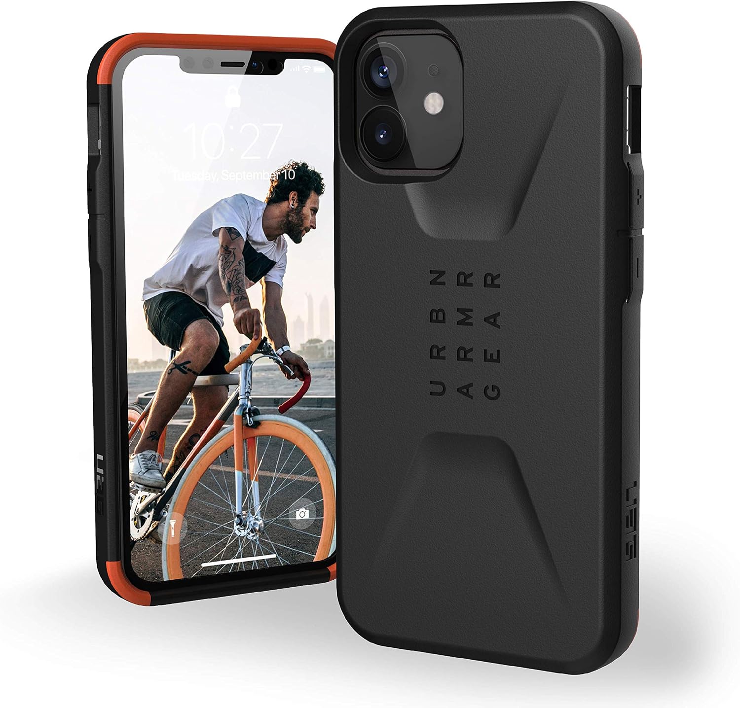 Detalle de URBAN ARMOR GEAR UAG-IPH20SC-BK CIVILIAN iPhone 12 mini用耐衝撃ケース、複層構造・ワイヤレス充電対応