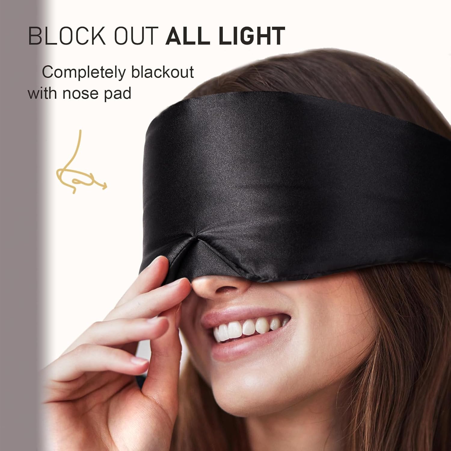 Detalle de LitBear 100% Mulberry Silk Eye Mask for Sleeping (22 Momme) – Black