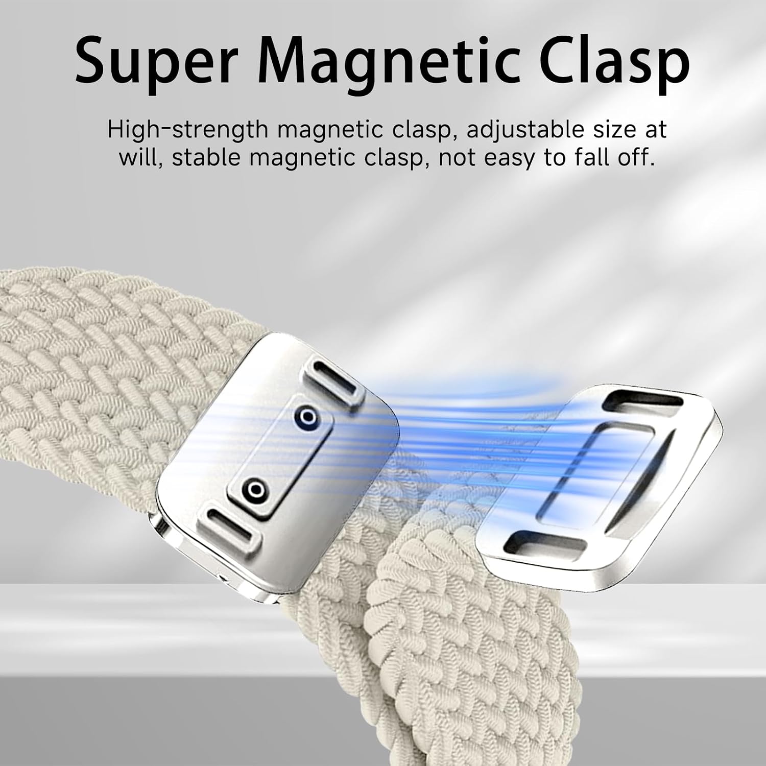 Detalle 2 de CiimWaa Armband 22mm / 20mm Elastisch mit Magnetverschluss – Nylon, Schnellverschluss, kompatibel mit Huawei, Amazfit, Garmin, Xiaomi