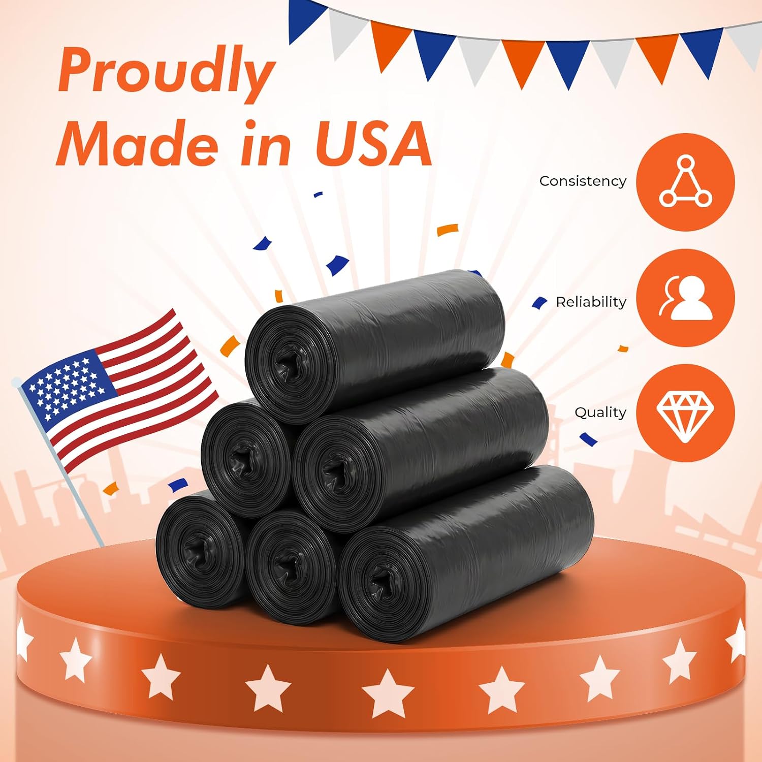 Thumbnail 6 de Delxo 40×54-Inch Trash Bags, 55–60 Gallon, 150 Count, Black Star-Seal