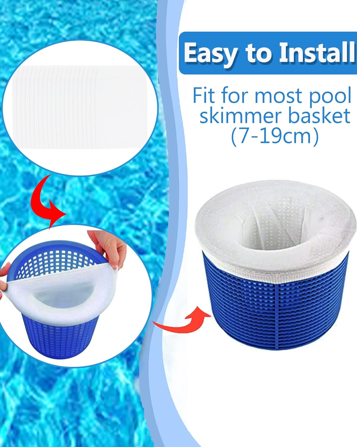 Thumbnail 1 de KGC Calza per Skimmer Piscina 50 Pezzi – Filtri da 7–19 cm, riutilizzabili e lavabili
