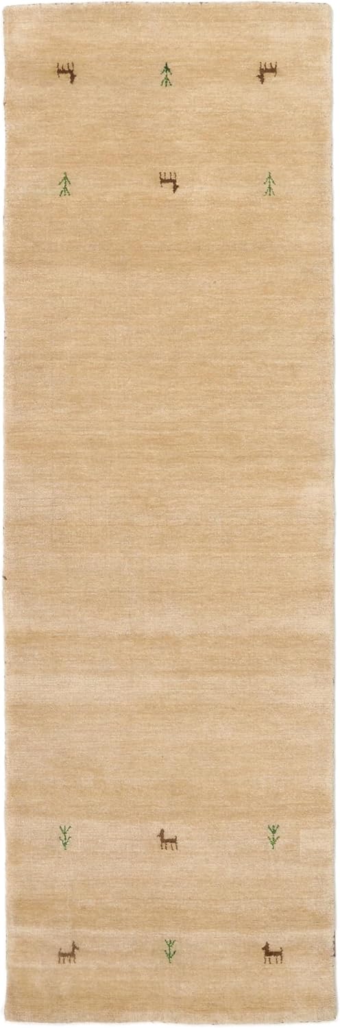 Detalle de RugVista Gabbeh Two Lines Rug, 80 x 250 cm, Beige, Wool and Cotton