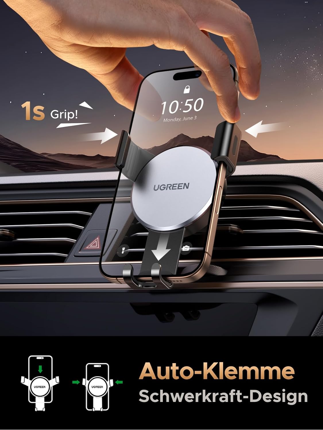 Detalle de UGREEN Kfz-Handyhalterung für Lüftung, universal