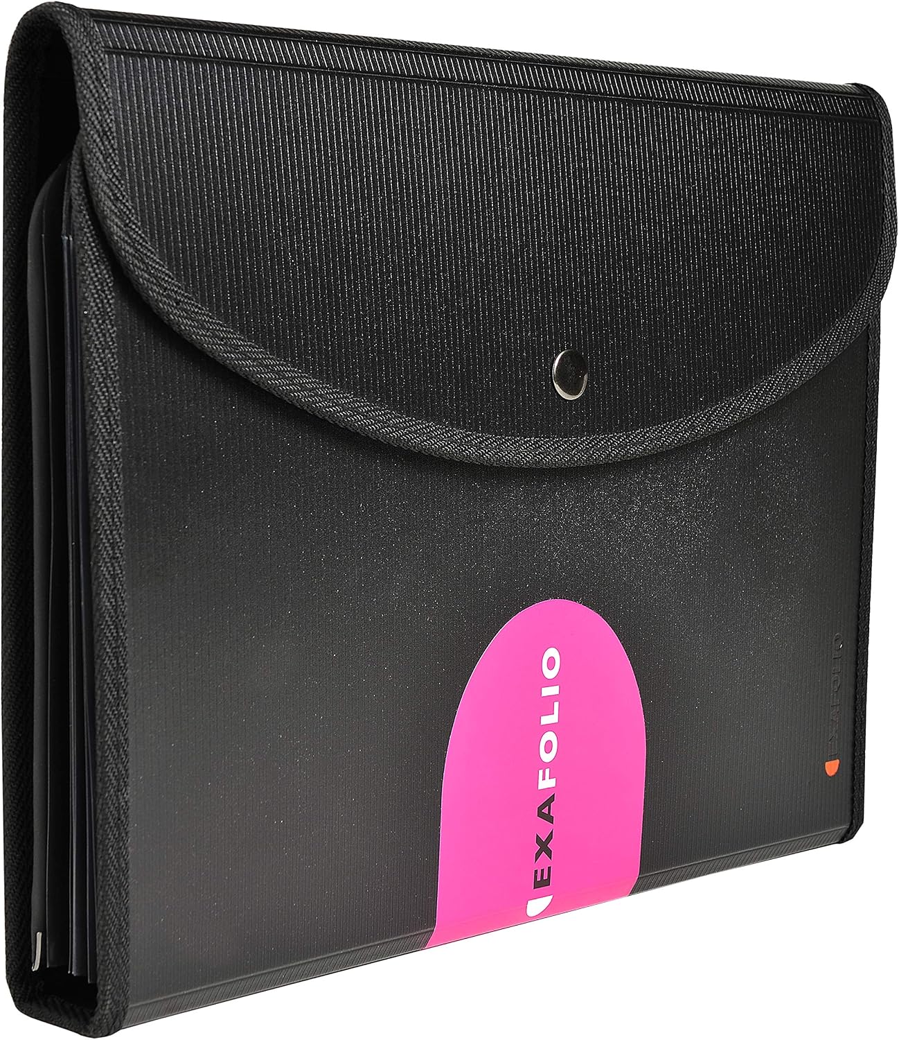 Detalle 2 de Exacompta 55834E Premium Exafolio – 6 Fächer DIN A4 Konferenzmappe, Druckknopfverschluss, integrierter Block (Schwarz)