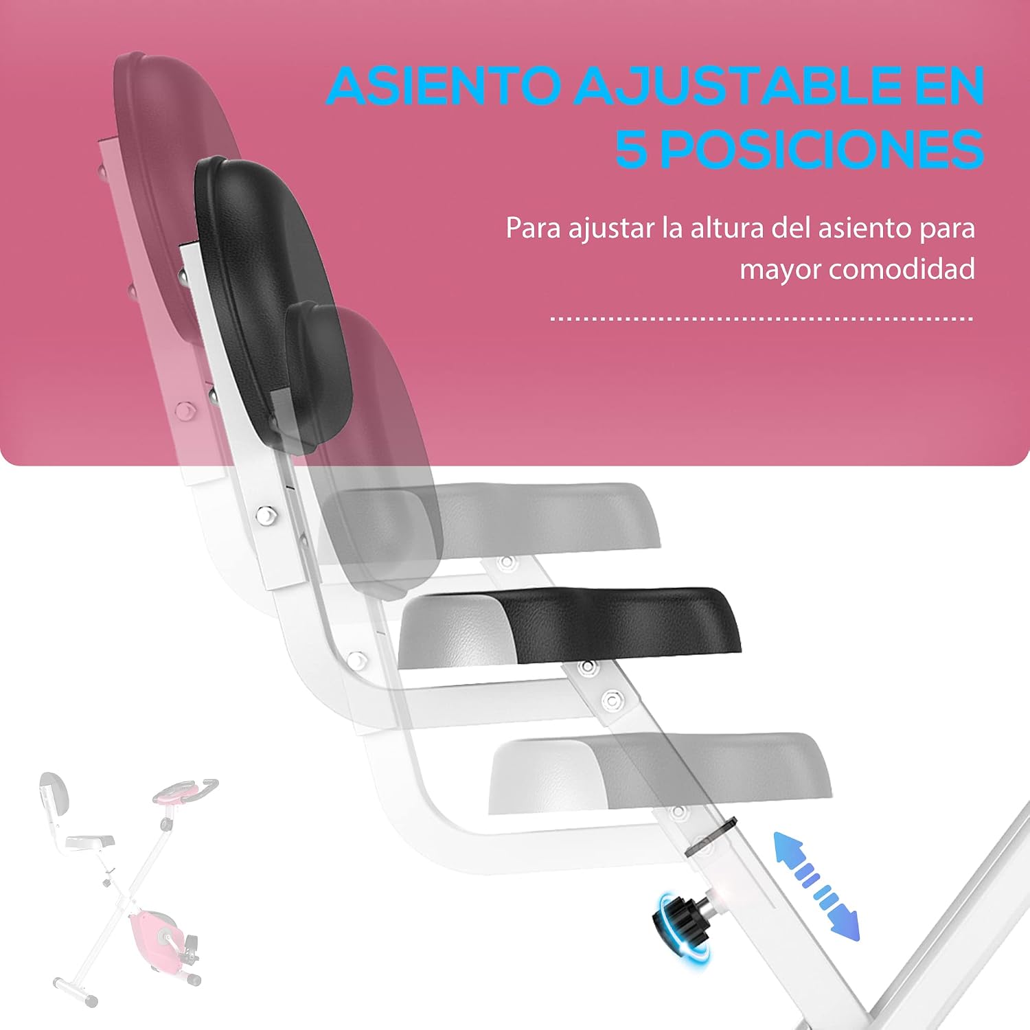 Detalle 2 de HOMCOM Bicicleta Estática Plegable con Respaldo 110 kg