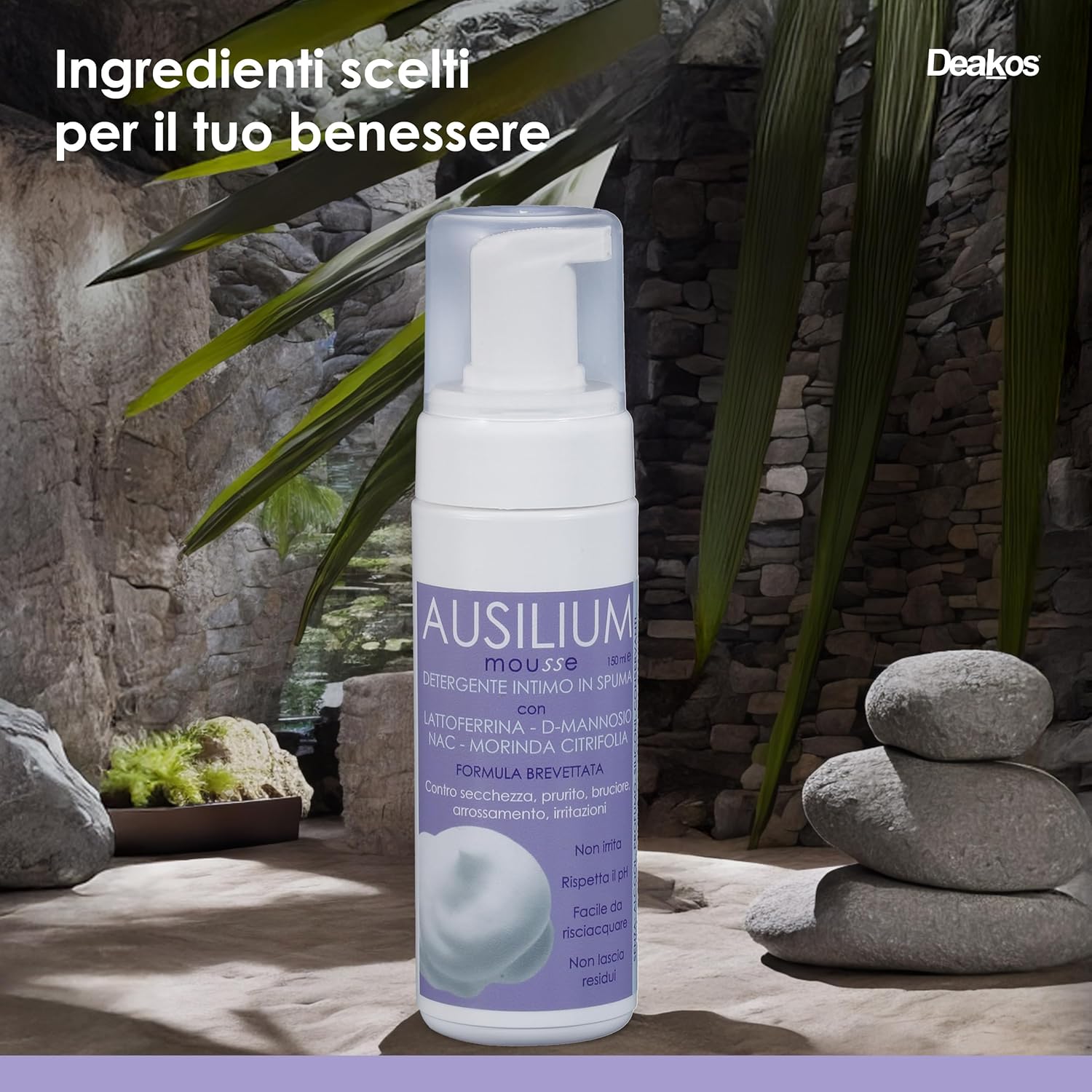 Detalle de Deakos Ausilium Mousse Detergente Intimo: sollievo delicato per tutta la famiglia
