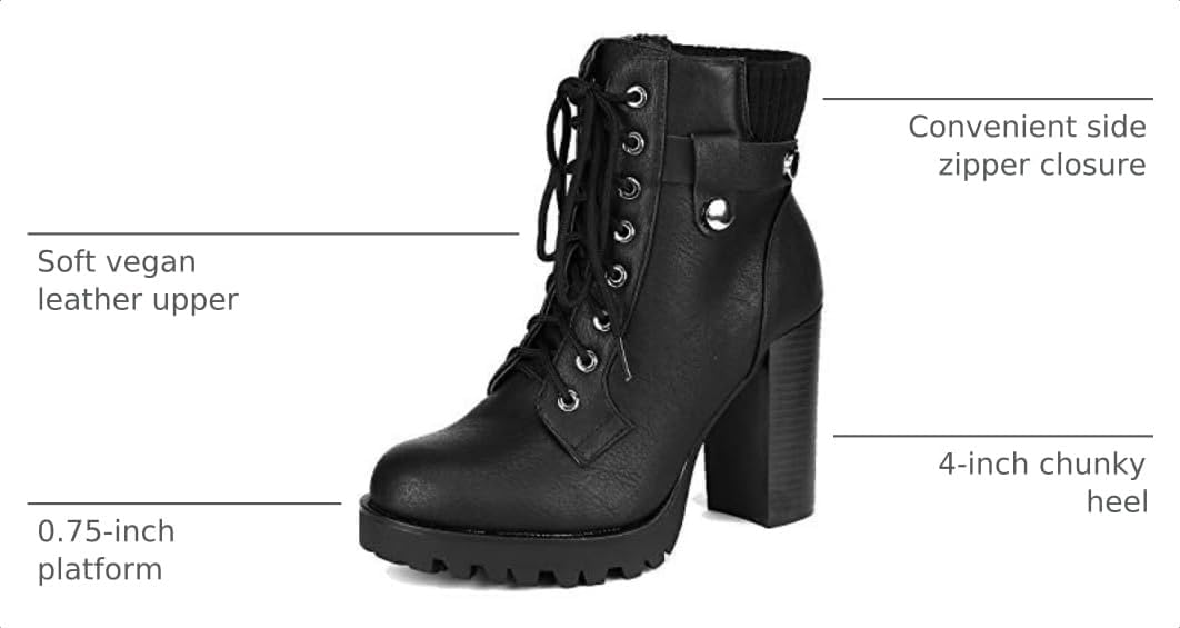 Detalle de DREAM PAIRS Women's Combat Ankle Boots in Vegan Leather