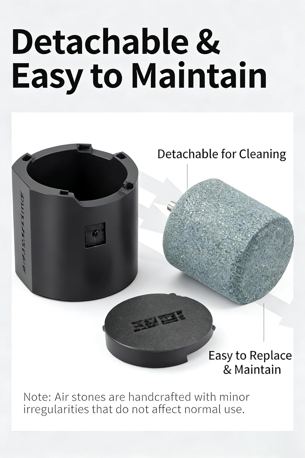 Thumbnail 3 de YUDOTE Aquarium Air Stones with Anti-scratch Cover (Grey, Pack of 1)