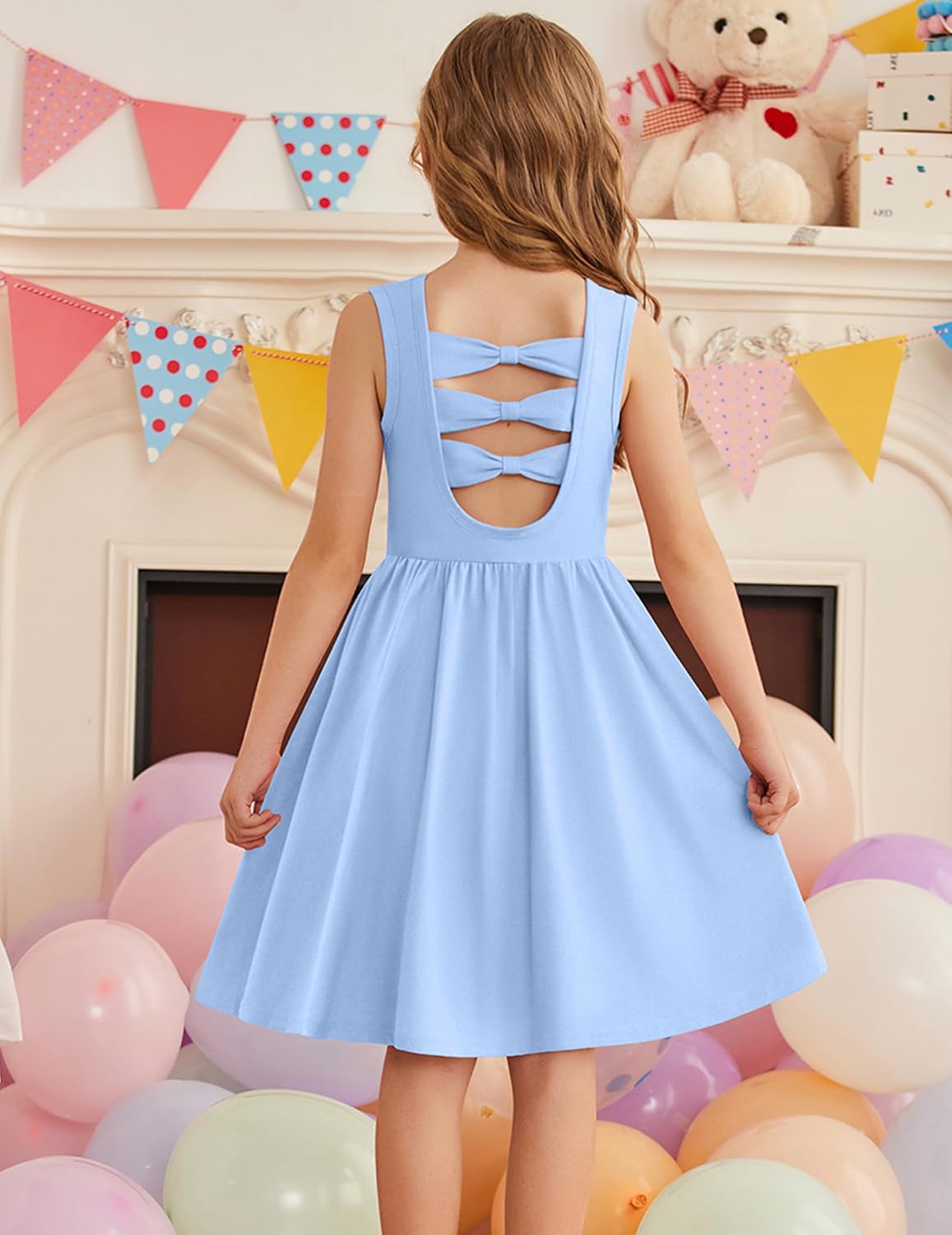 Detalle de Robe sans manches pour fille Arshiner (3 à 14 ans) avec nœud au dos