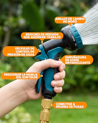 Thumbnail 5 de Evviee Manguera Jardin Extensible 30 Metros con 10 Boquillas y Conectores de Latón
