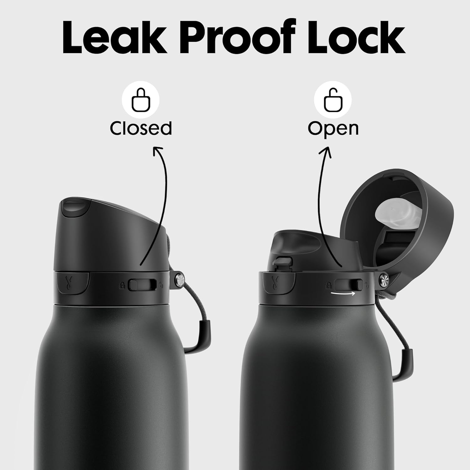 Detalle 2 de Meoky 24 oz Slim Insulated Water Bottle with Leak-Proof Locking Lid