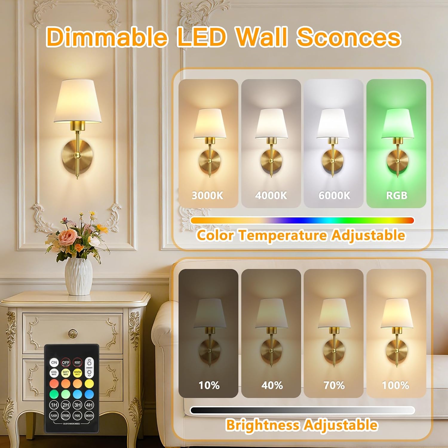Thumbnail 3 de Dehobo Battery Operated Wall Lights Set of 2