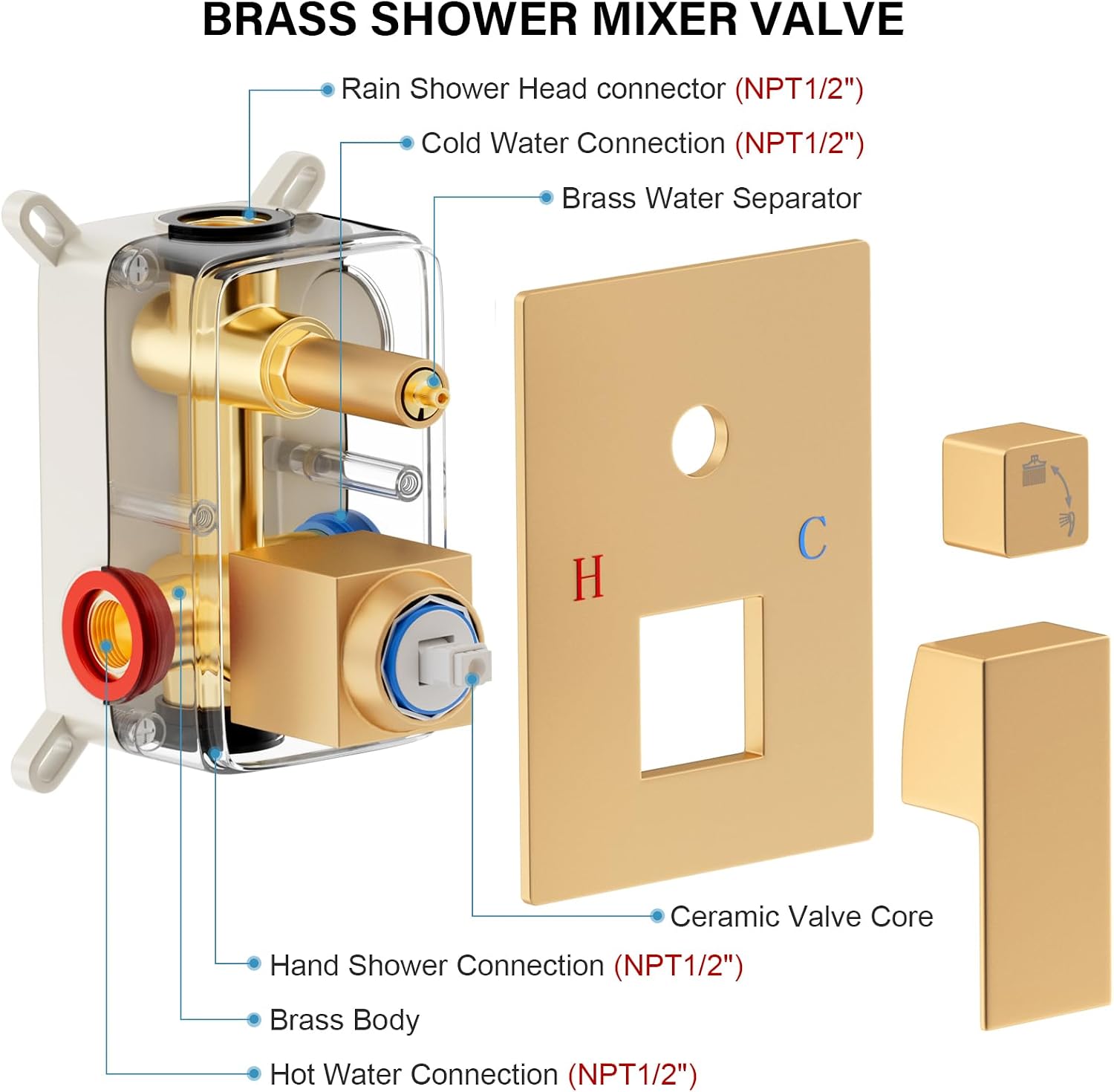 Thumbnail 5 de FPXRNG Shower Faucet Set with 10-Inch Rain Shower Head