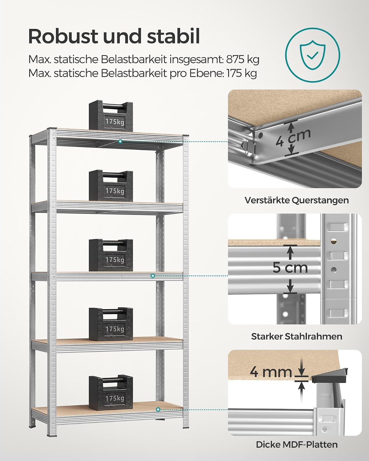 Thumbnail 3 de Songmics Schwerlastregal GLR40SV 875 kg