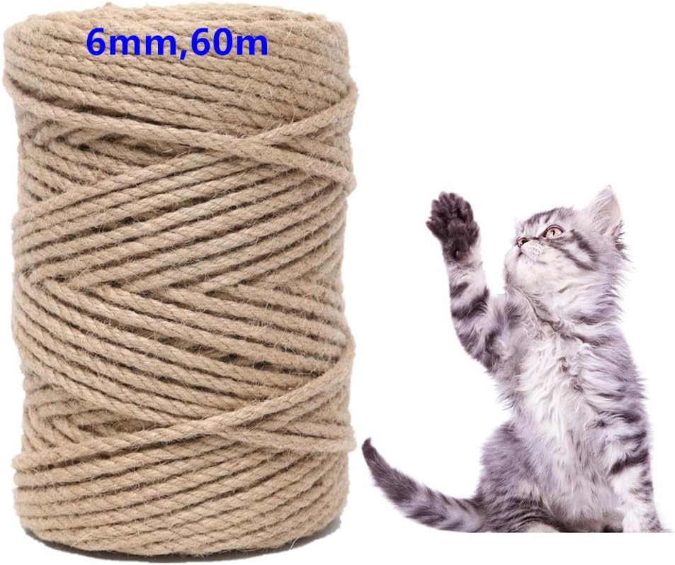 Parain Sisalseil für Kratzbaum 6mm 60m – Natur Juteseil für Katzen, DIY & Haushalt