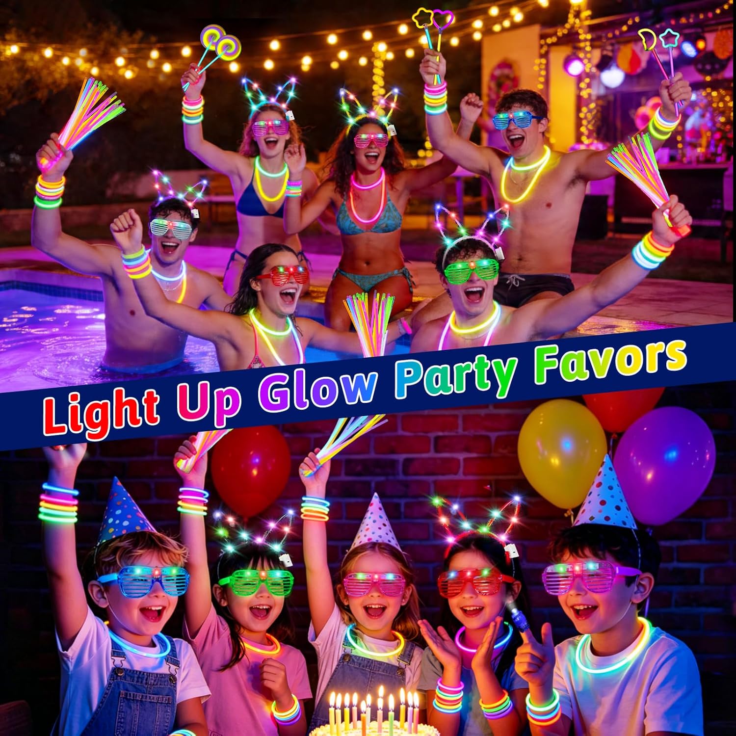 Thumbnail 2 de 156Pcs Glow in the Dark Party Supplies for Kids & Adults: Light Up Accessories Pack