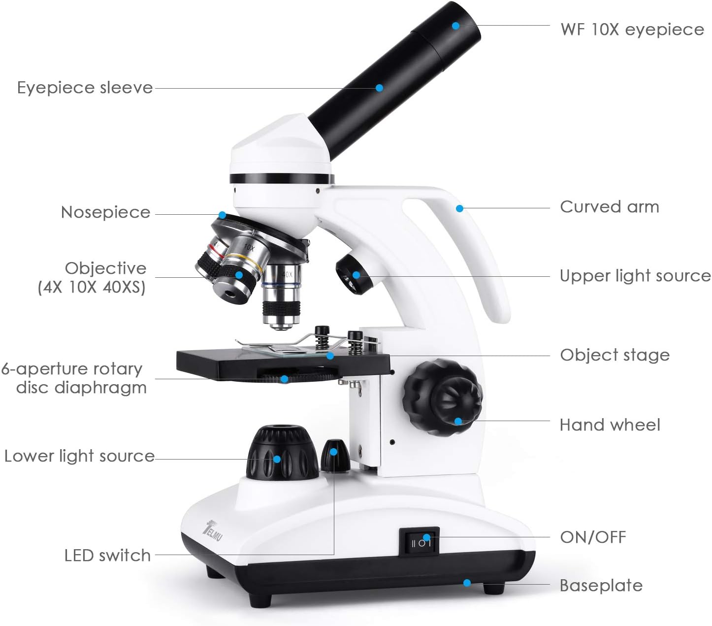 Thumbnail 3 de Cowiewie – kit de microscope biologique pour enfants, étudiants et adultes (40x à 1000x) avec lames et adaptateur téléphone