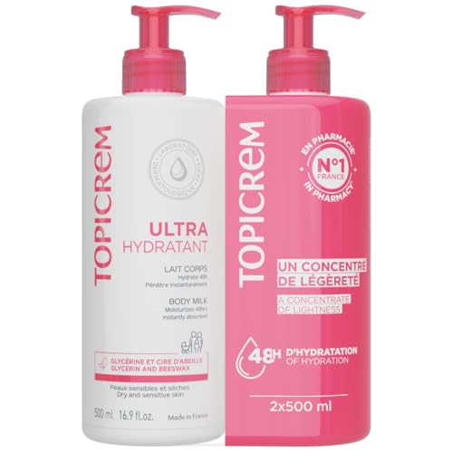Detalle de Topicrem Ultra Hydratant Lait Corps – Hydrate 48h, texture onctueuse, parfum délicat – 2x500 ml