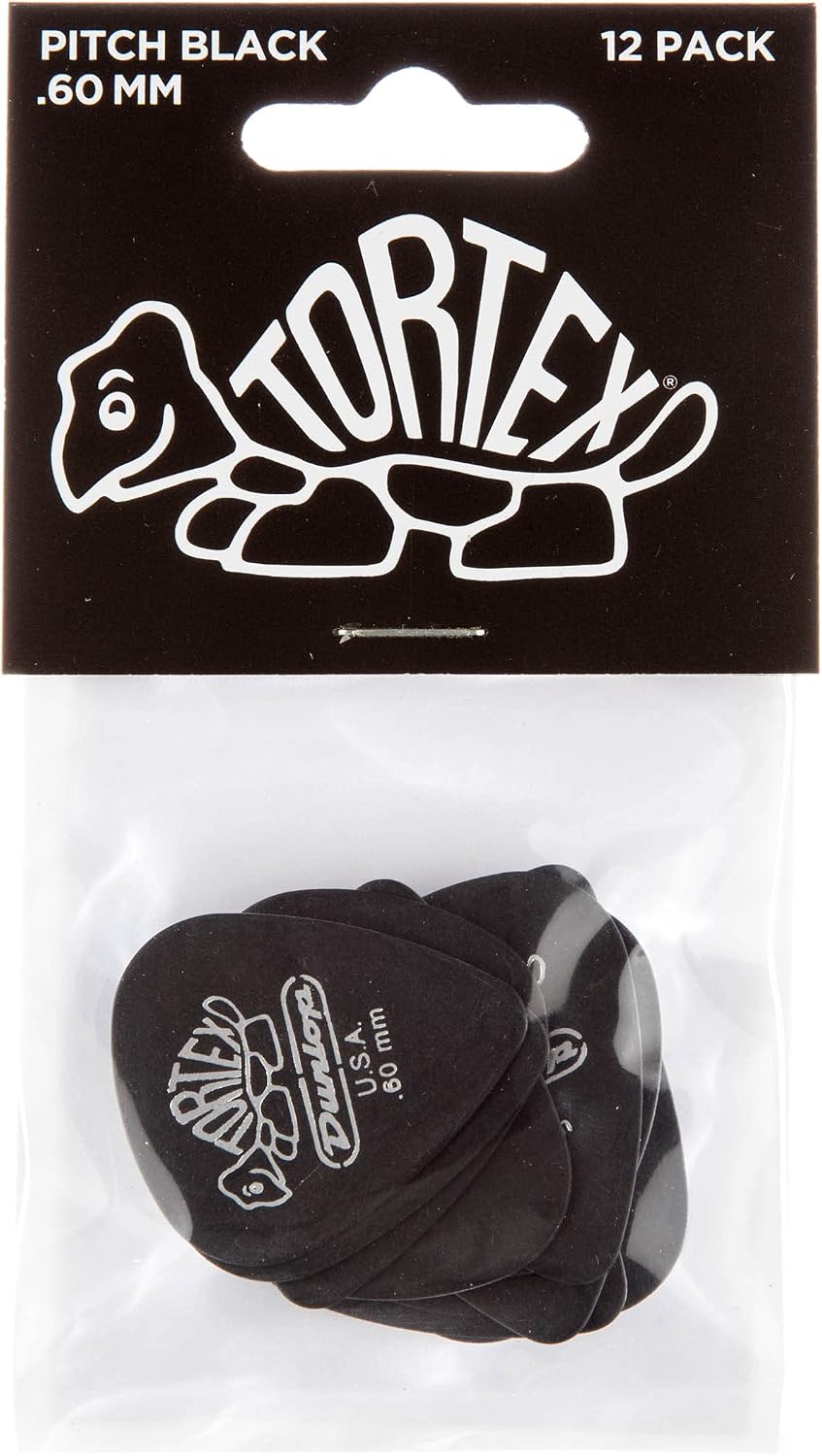 Detalle de Jim Dunlop 488P.60 Pitch Black Standard – kostki Tortex 0,60 mm, 12 szt.
