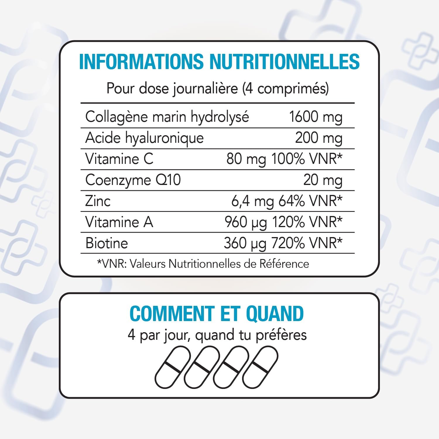 Detalle de Collagène Marin + Acide Hyaluronique PiùLife (2000 mg) – gélules pour peau, cheveux et articulations