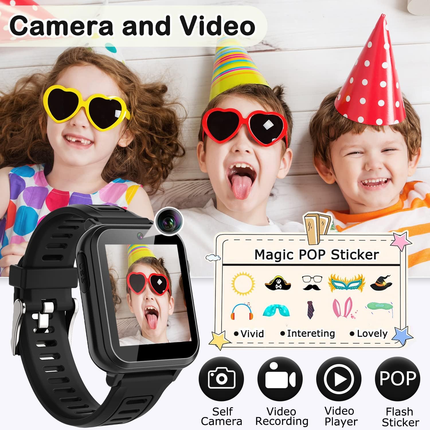 Detalle de Cosjoype Kids Game Smartwatch for Kids: 39 Games, Camera, Pedometer & More