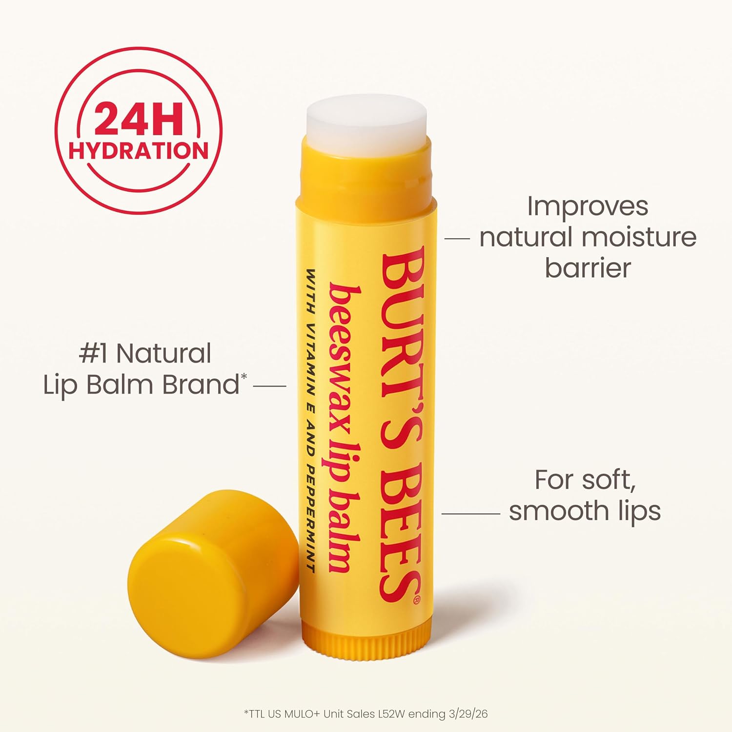 Thumbnail 3 de Burt's Bees 100% Natural Moisturizing Lip Balm (Original Beeswax) — Peppermint, 4 x 0.15 oz