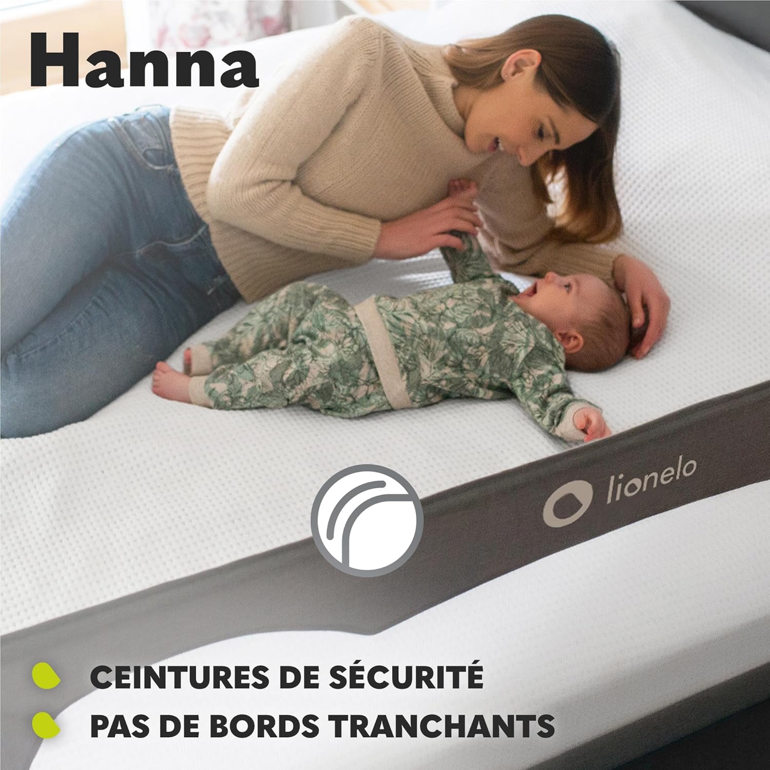 Detalle de Lionelo Hanna Barrière de lit pour enfant 150 x 65 cm – Barrière de sécurité pliable et portable