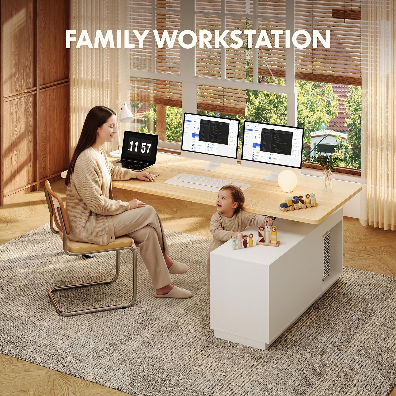 Detalle de FLEXISPOT L-Shaped Standing Desk, 71-Inch