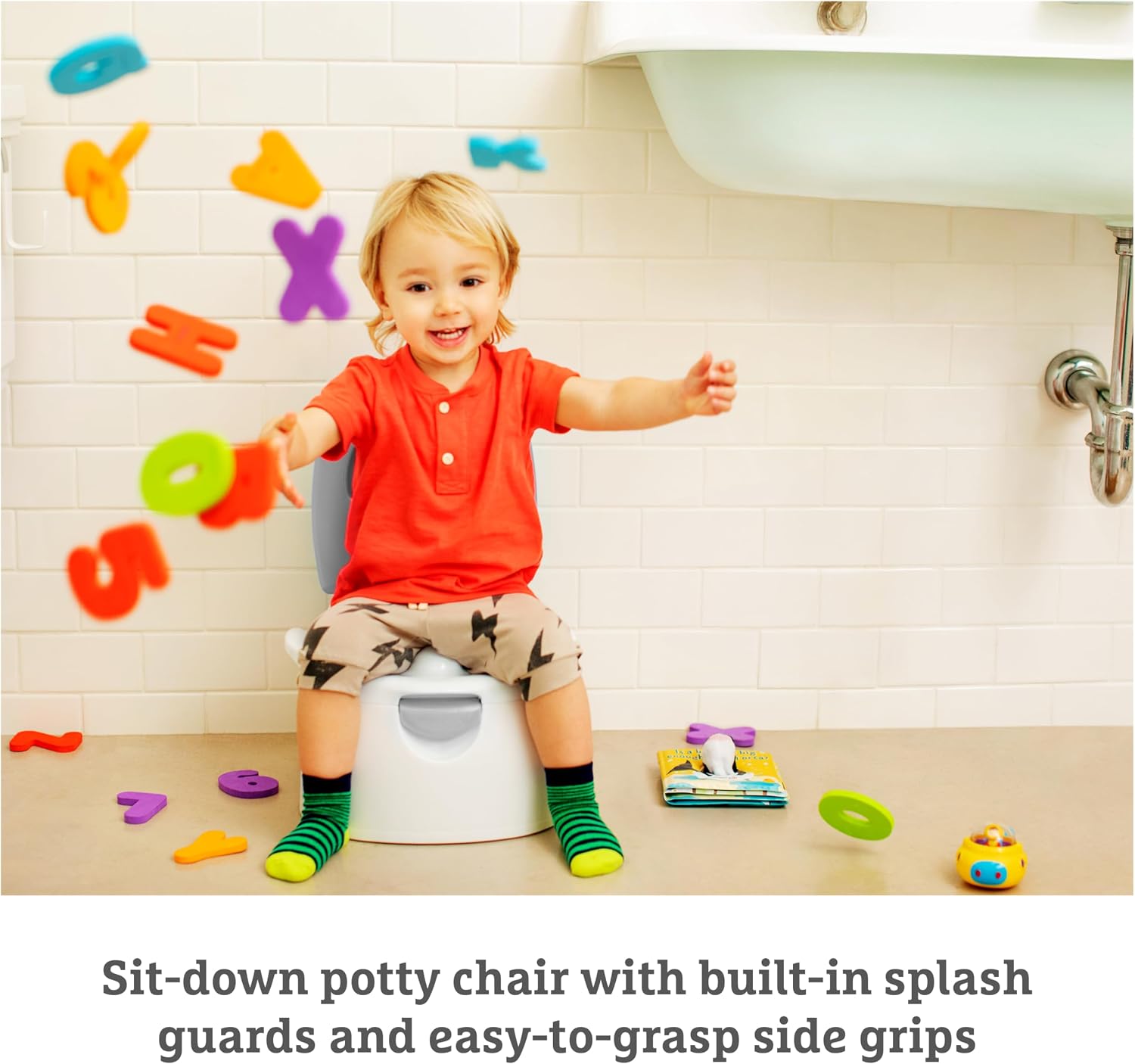 Detalle de Munchkin Siège de Potty Multistage 3-en-1 – Siège de Potty, Siège d’Entraînement et Marchepied Amovible Gris