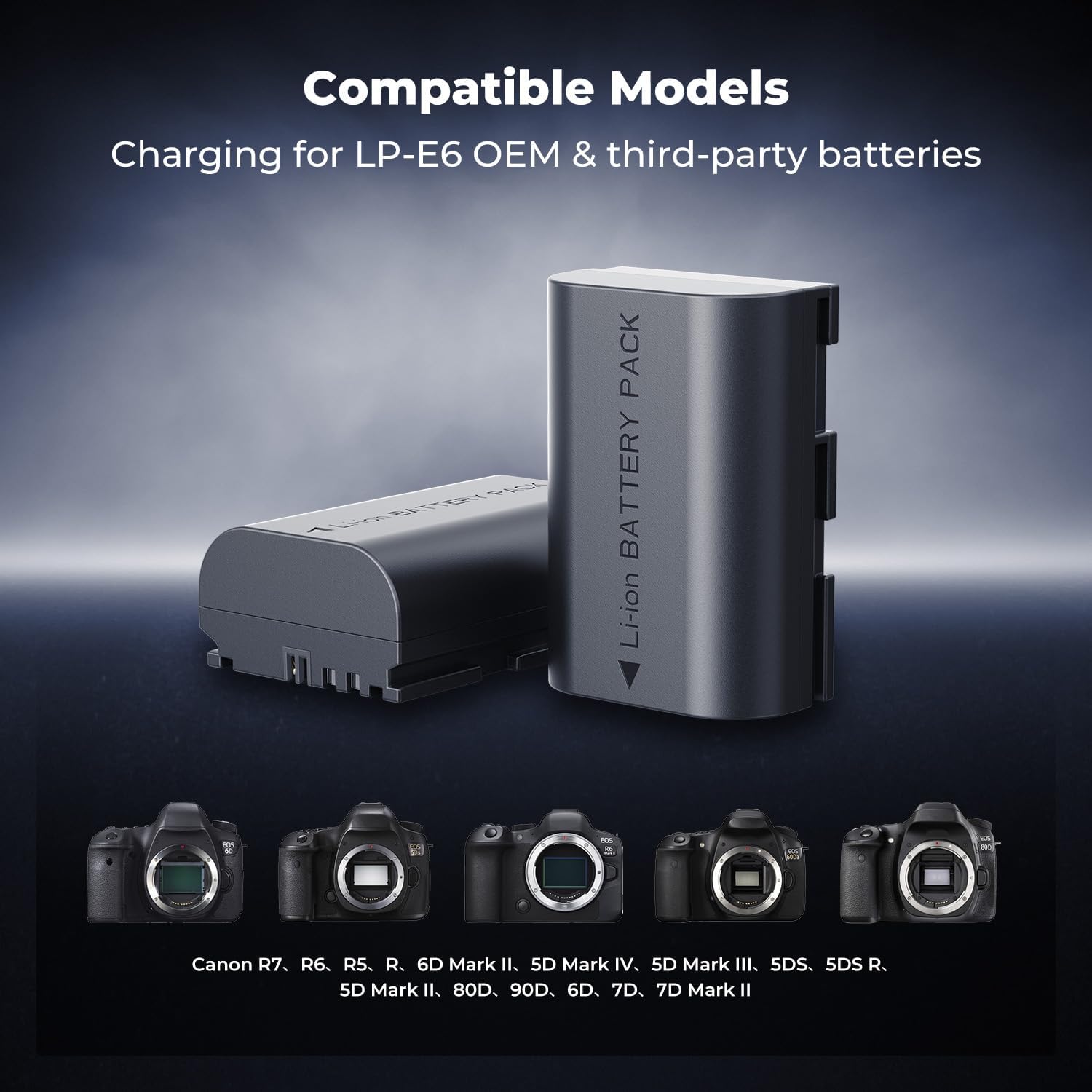 Detalle de K&F CONCEPT LP-E6NH 2600 mAh doppia batteria