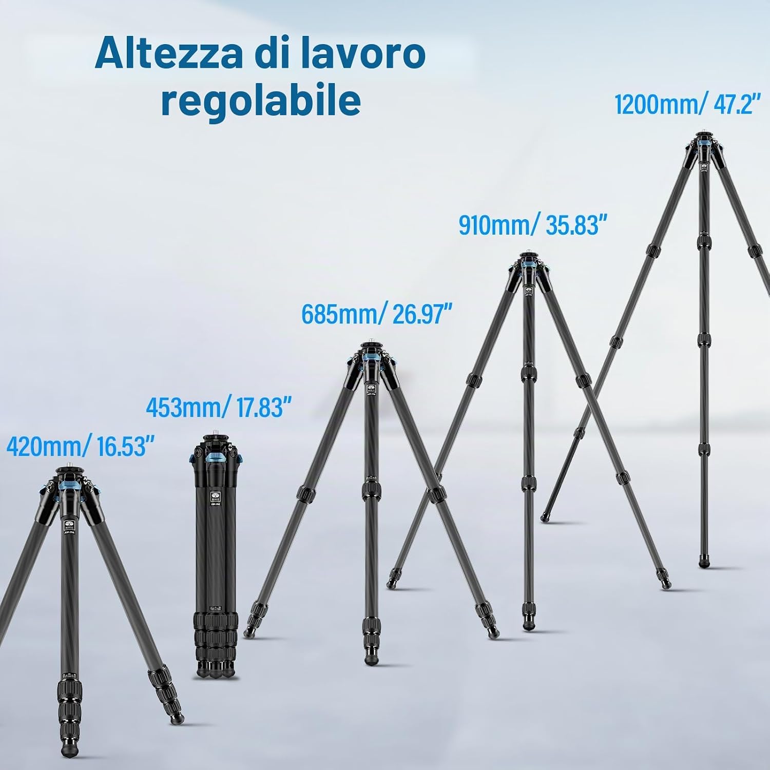 Thumbnail 4 de SIRUI AM-284 Treppiede in carbonio da viaggio, 120 cm, 4 sezioni, carico 15 KG