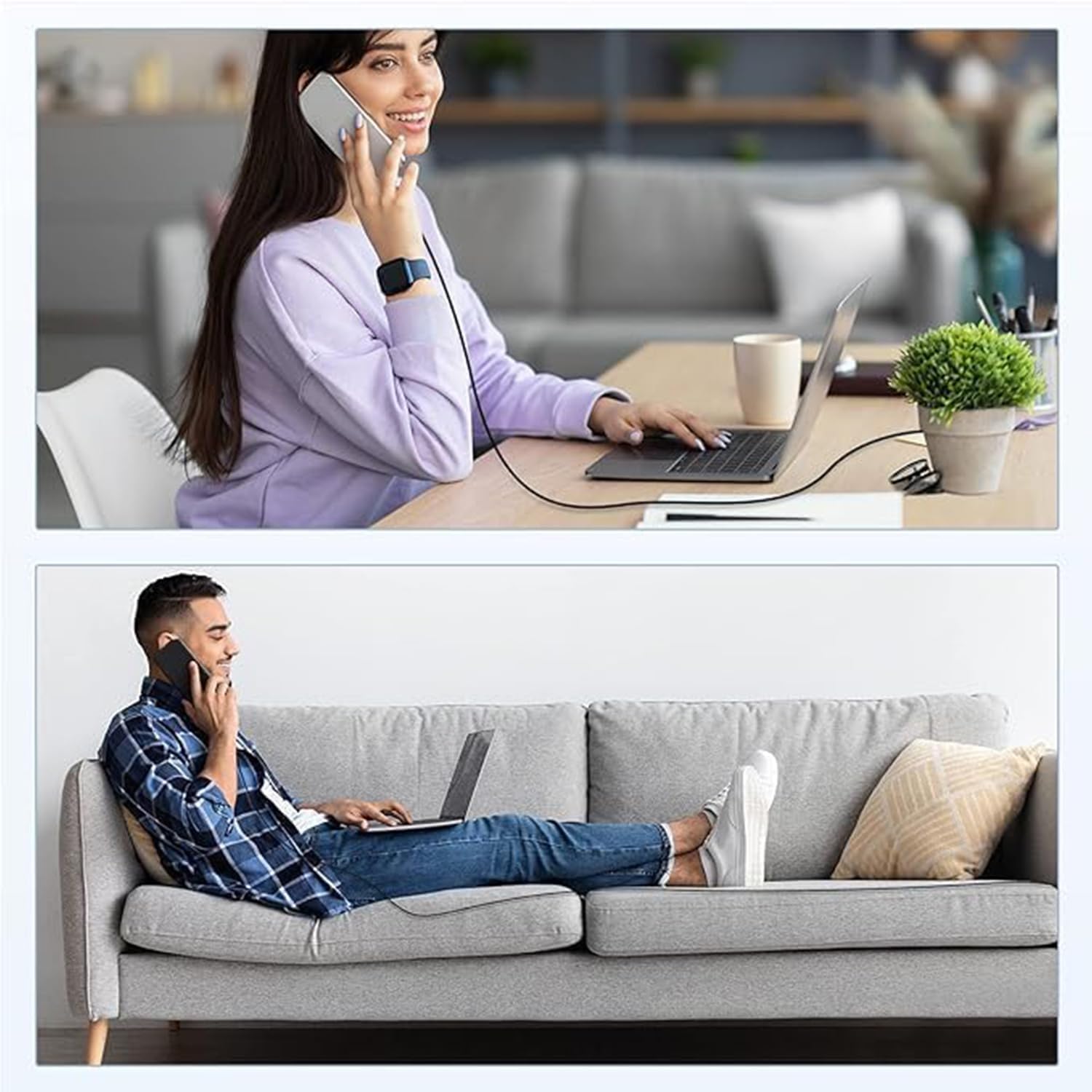 Thumbnail 5 de 100W USB-C Super Fast Charger Block (Dual Port) with 10ft USB-C to USB-C Cable — 2 Pack Charging Station