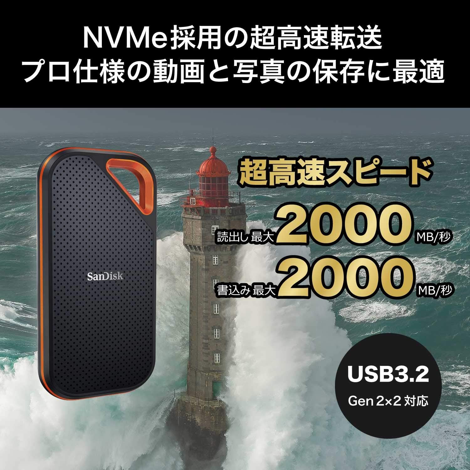 Detalle de SanDisk SDSSDE81-4T00-GH25 エクストリーム プロ ポータブルSSD 4TB