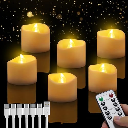 Detalle de daphomeu LED-Teelichter, wiederaufladbar, mit Timer und Fernbedienung