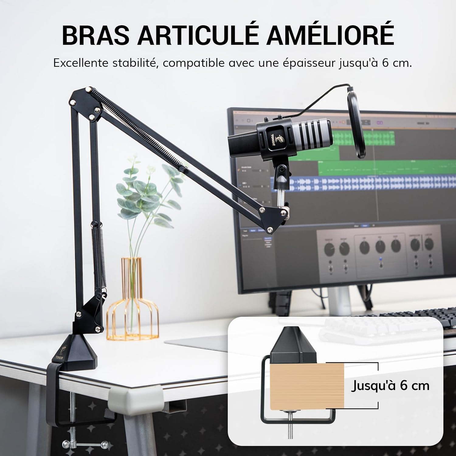 Detalle de TONOR TC30+ micro PC USB à condensateur avec support de bras pour streaming, podcasts et voix off