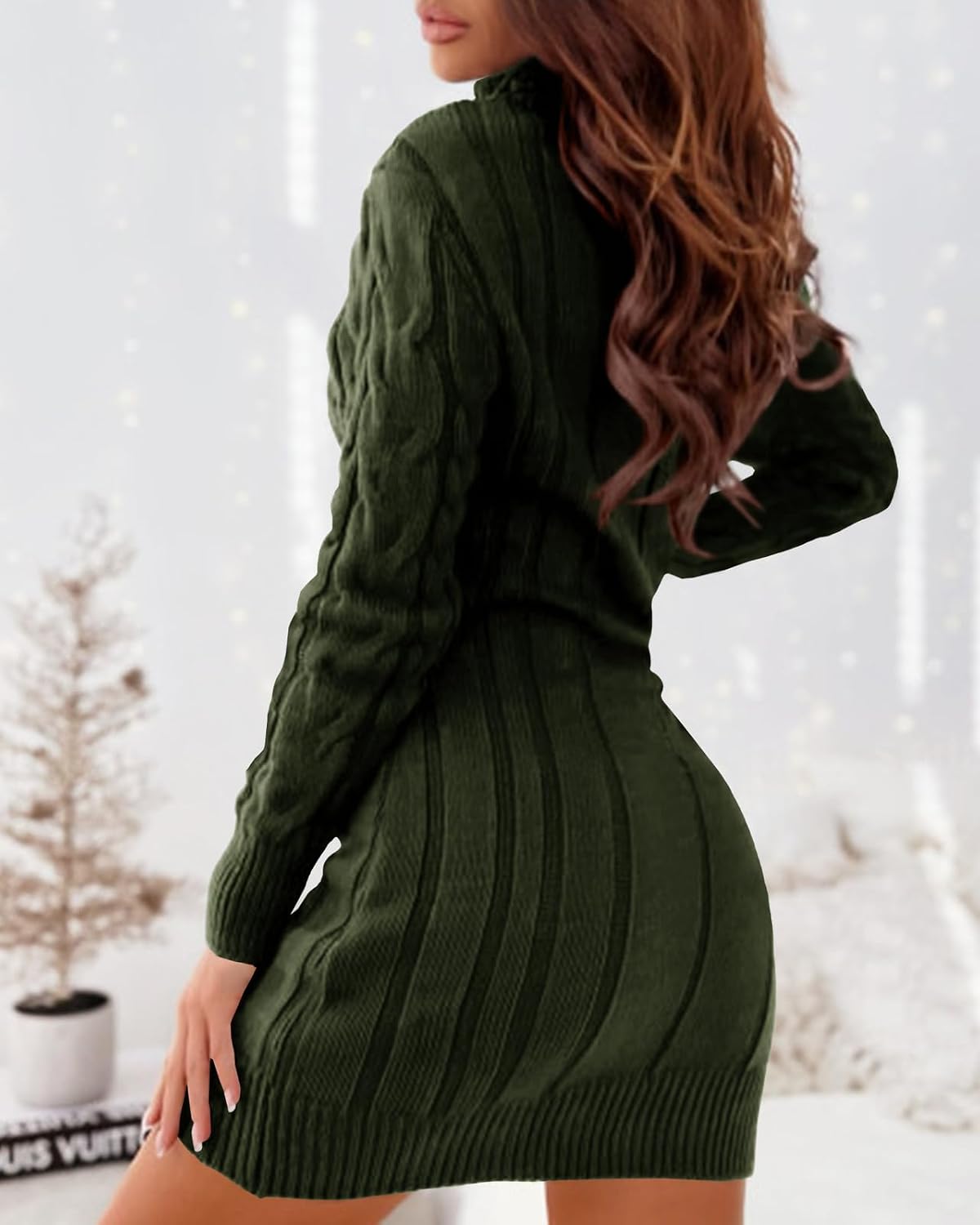 Thumbnail 2 de Langwyqu Cable Knit Sweater Dress