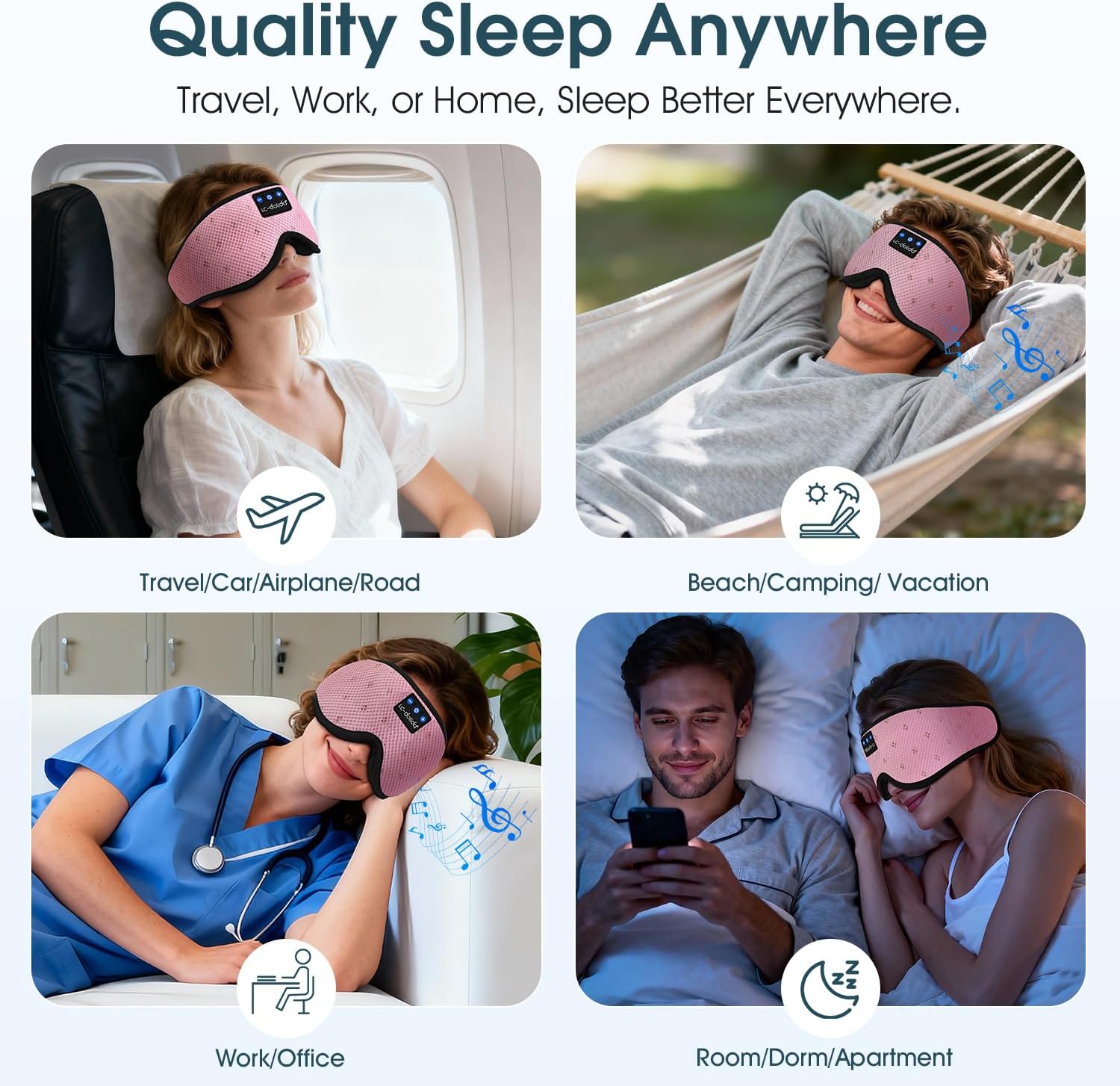 Detalle 2 de LC-dolida Schlafmaske Bluetooth V5.4 mit 15 Std.