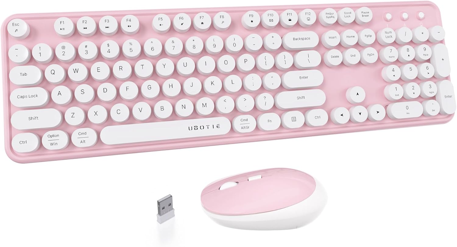 UBOTIE Colorful Wireless Keyboard and Mouse Combo