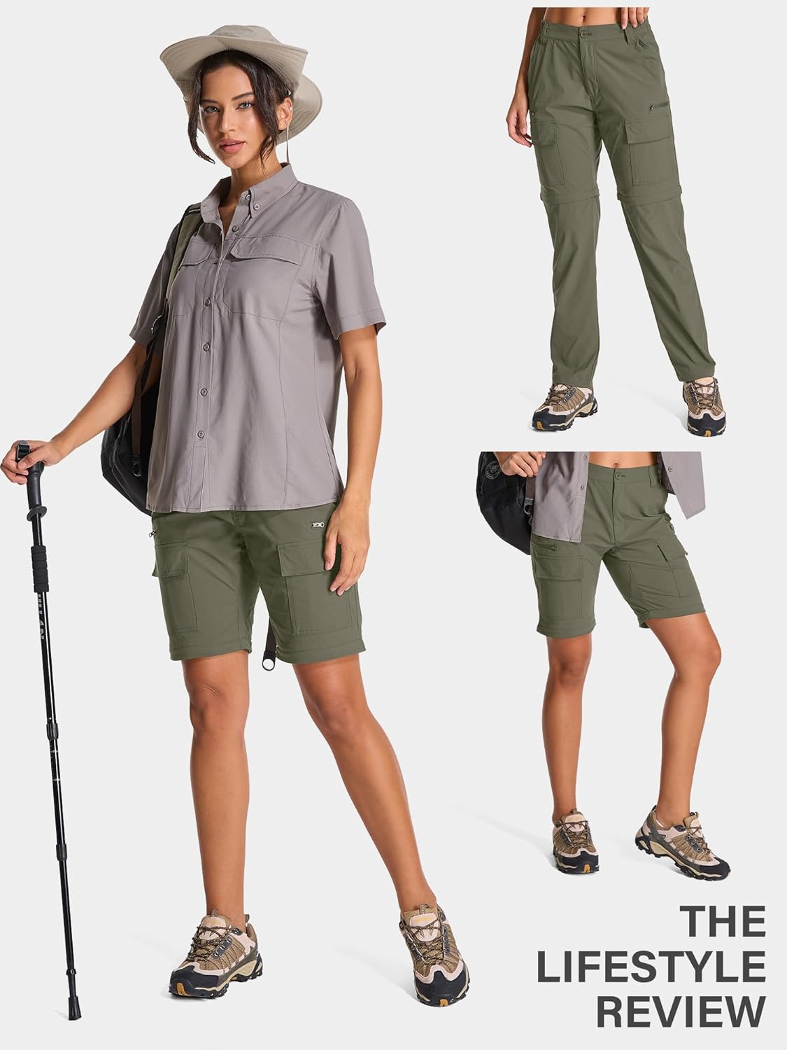 Detalle 2 de Women’s Convertible Quick-Dry Hiking Pants with Zip-Off Legs and Cargo Pockets