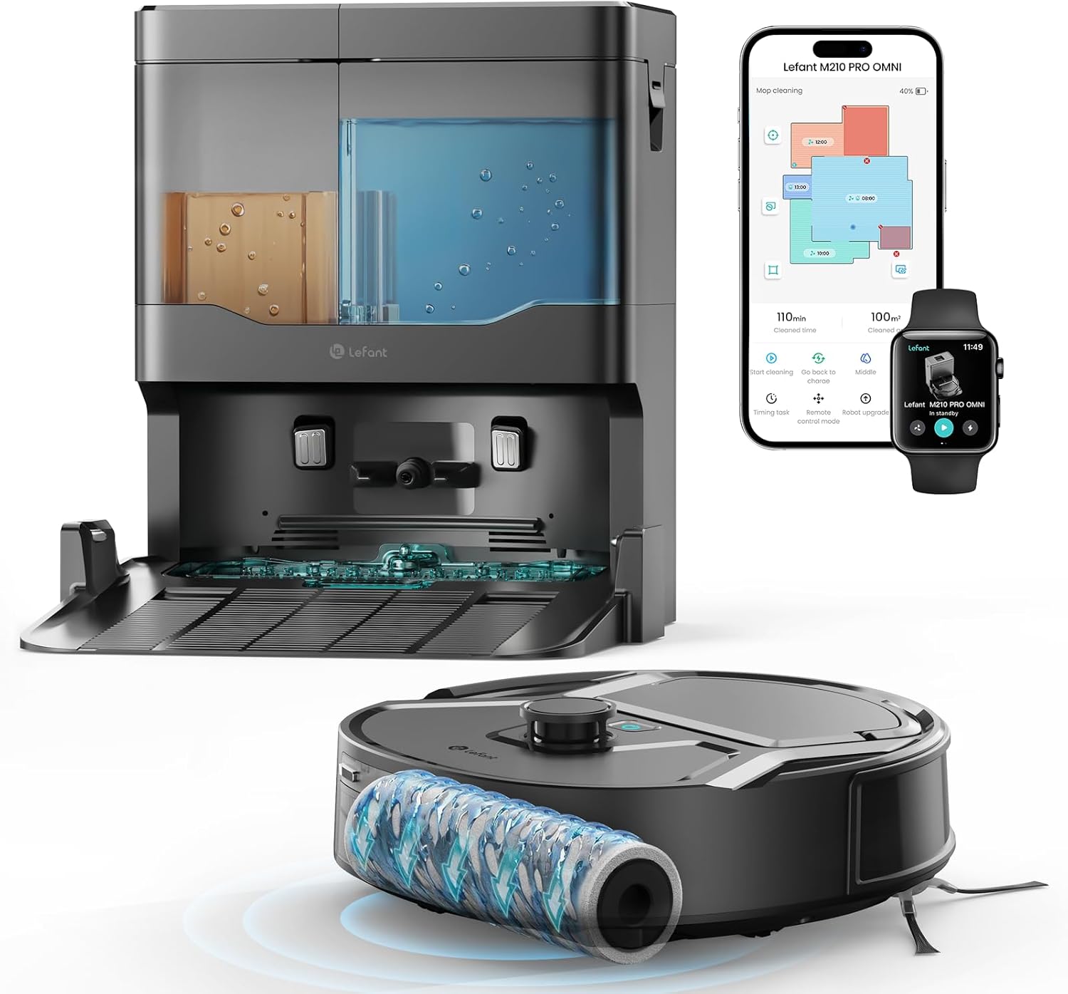 Detalle de Lefant M210PRO OMNI: Robot Aspirapolvere e Lavapavimenti con Mappatura Laser dToF e Autopulizia del Rullo