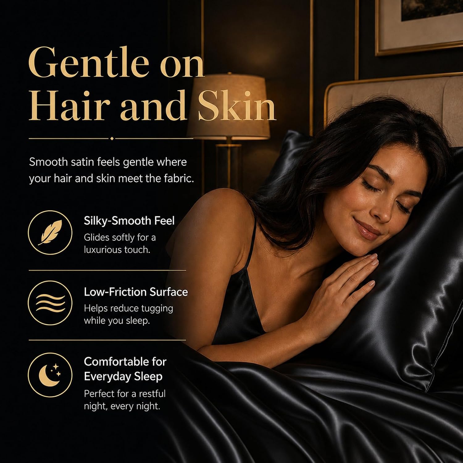 Detalle de CozyLux Satin Sheets Queen Set 4pc