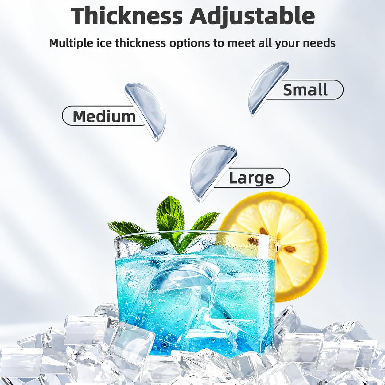 Detalle 2 de Antarctic Star HZB-12M Crescent Ice Maker, Clear Ice, 3 Thickness Settings