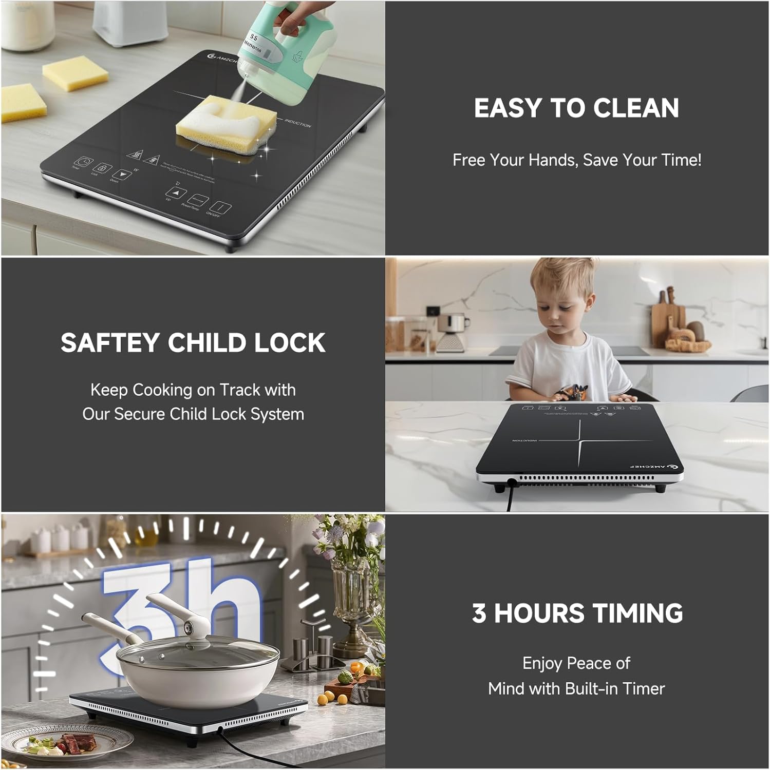 Thumbnail 6 de AMZCHEF Induktionskochplatte 2000W, 1 Platte