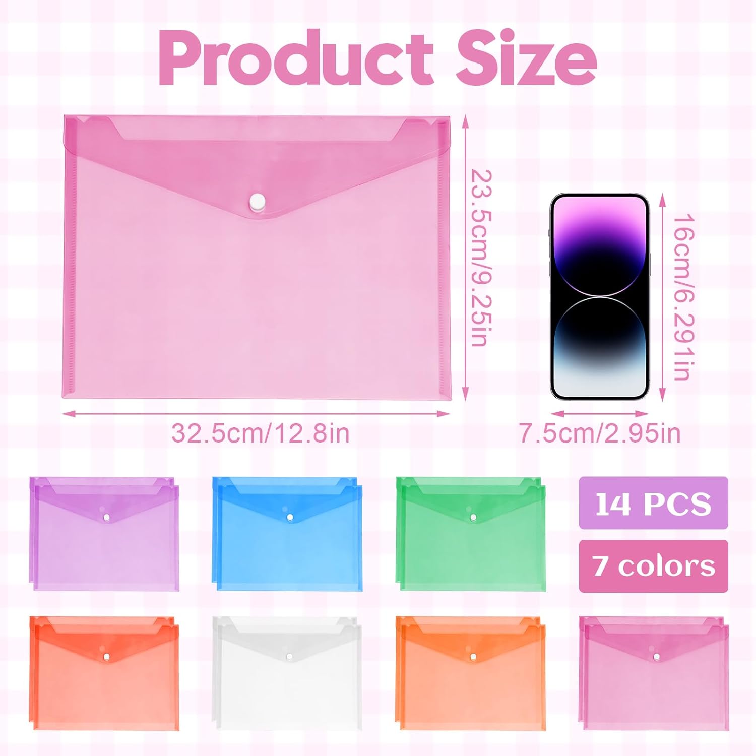 Thumbnail 2 de 14 Pcs A4 Plastic Wallets Folders