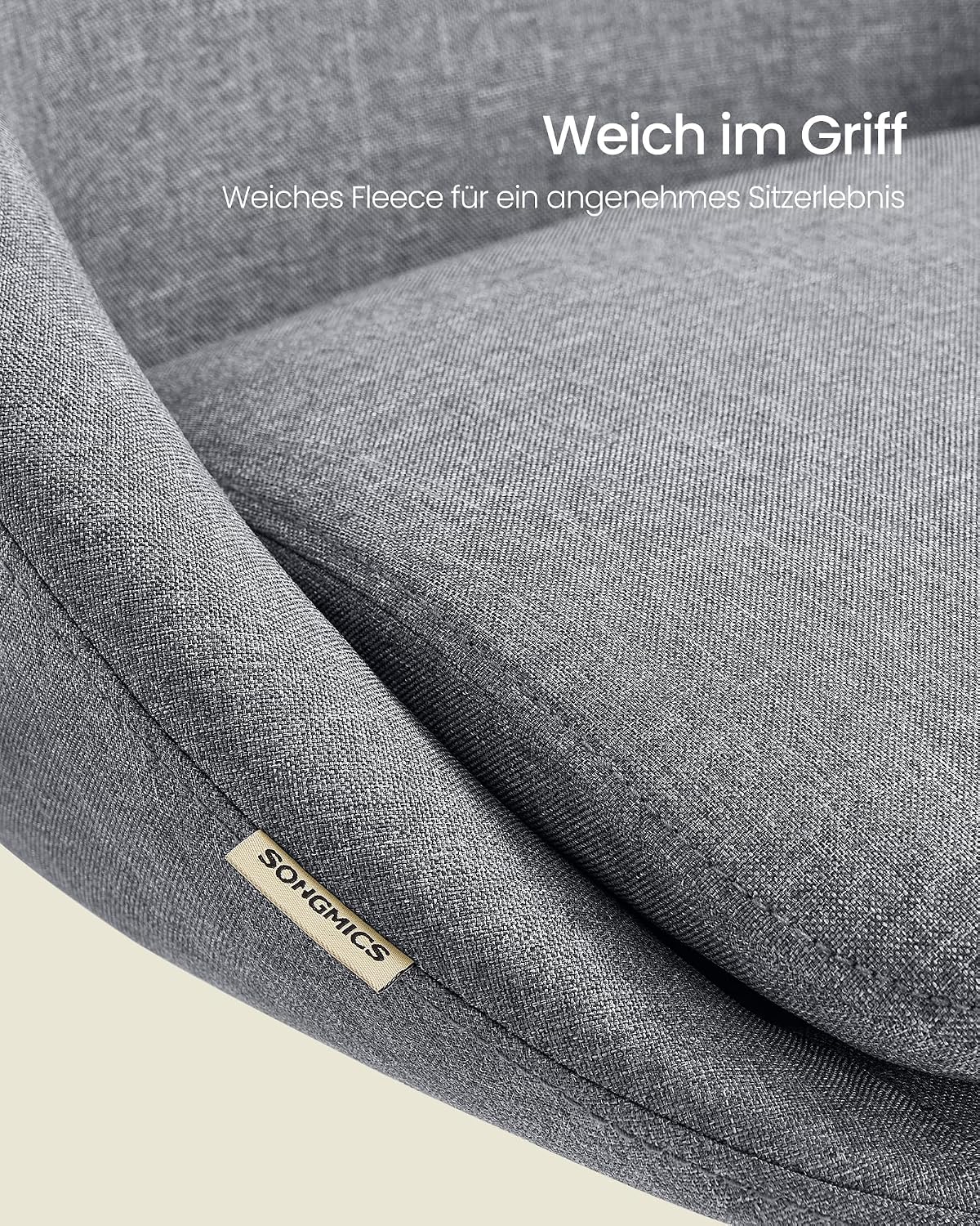 Detalle de SONGMICS Homeoffice- & Schminkstuhl OBG020G05 (höhenverstellbar, 360° drehbar, ohne Armlehnen)