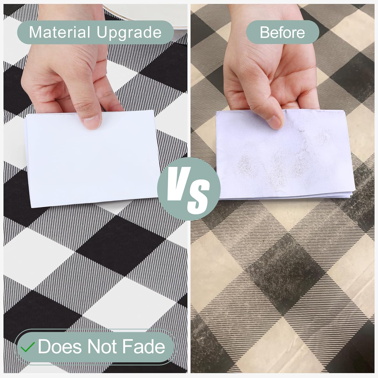 Detalle de misaya Square Waterproof Vinyl Table Cloth with Flannel Back, Black and White (54 x 54 in)