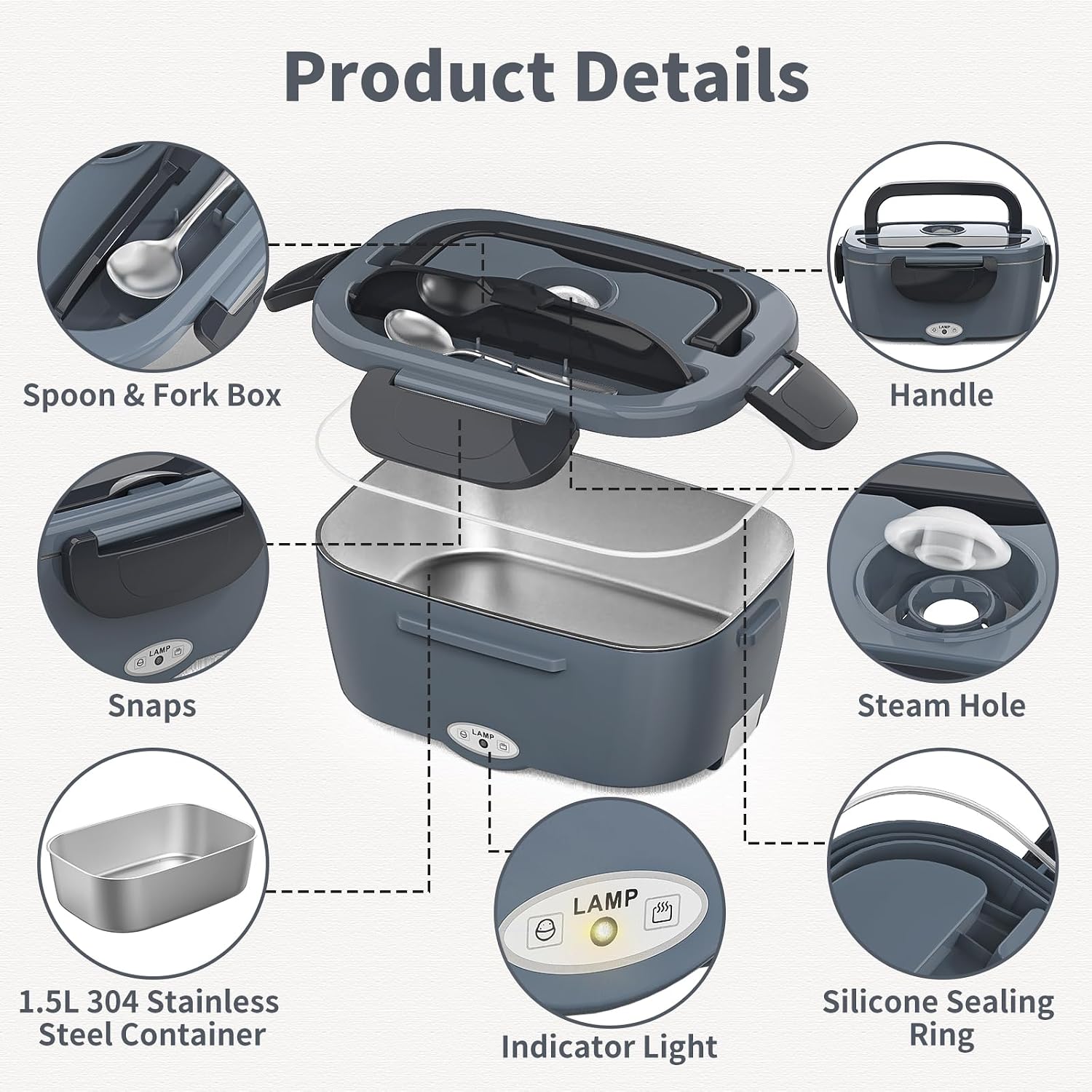Thumbnail 6 de Vingud Electric Lunch Box 1.5L Portable 🍱